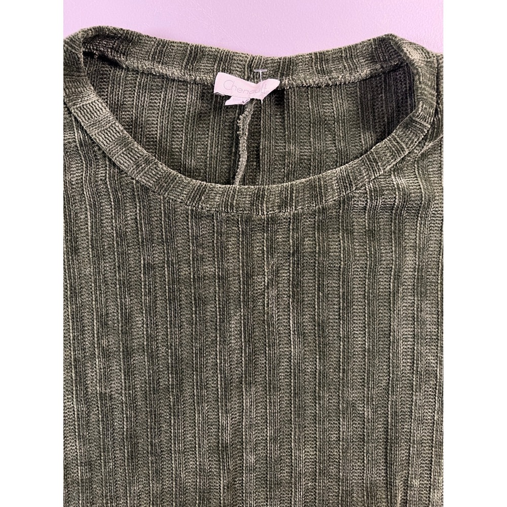 Chenault Ribbed‎ Knit Top Women 3X Olive Green Relaxed Fit Dolman Sleeve Soft